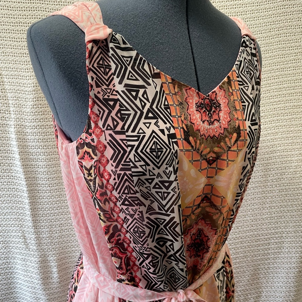 Allison Brittney Pink and Black Geometric Dress